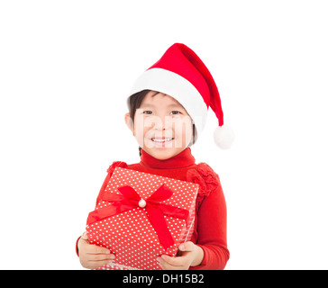 Bambino felice azienda regalo di natale Foto Stock