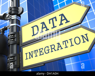 Integrazione dei dati cartello stradale. Il concetto di informazione. Foto Stock