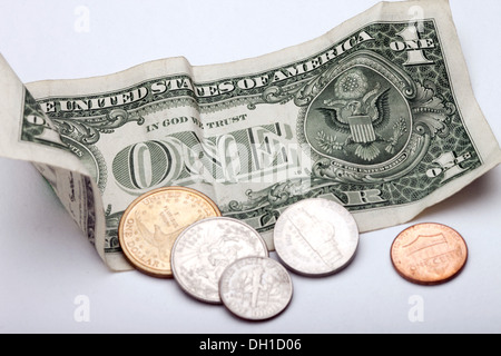 American un dollaro con penny nickel dime trimestre golden monete d oro usa Foto Stock