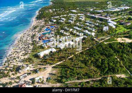 Vista aerea del resort caraibico, Bavaro, Repubblica Dominicana Foto Stock