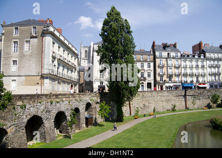 Vista da Château des Ducs de Bretagne, Nantes, Francia Foto Stock