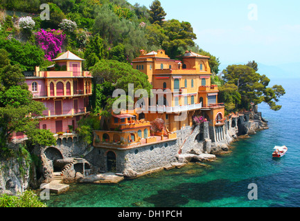 Le ville al mare vicino a Portofino in Italia Foto Stock