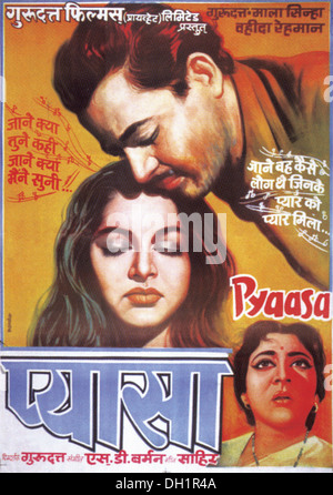 Poster del film Indian bollywood hindi Guru Dutt di Pyaasa India 1957 Foto Stock