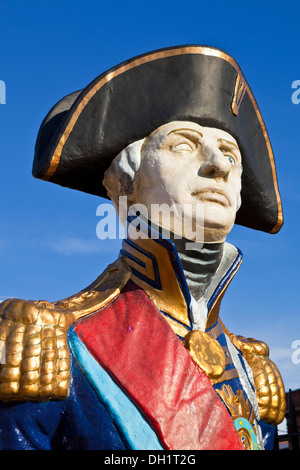 Lord nelson Ammiraglio Lord Horatio Nelson figurehead o busto nel Portsmouth Historic Dockyard Portsmouth Hampshire Inghilterra UK GB Europa Foto Stock