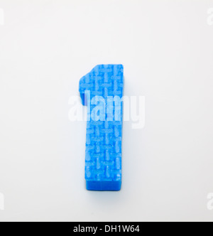Il numero 1 come una schiuma di plastica numero Foto Stock