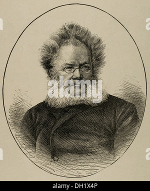 Henrik Ibsen (1828-1906). Drammaturgo norvegese. Incisione in catalano di illustrazione, 1893. Foto Stock
