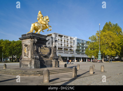 Goldener Reiter statua equestre, Dresda, Sassonia Foto Stock