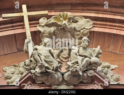 Sant'Agostino Chiesa Cattolica, vista in dettaglio di ingresso, Augustinerstrasse 34, Mainz, Renania-Palatinato Foto Stock