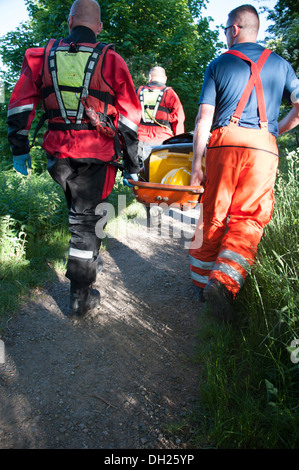 Fire & Rescue USAR trasportare barelle basket nessun ferito in foto Foto Stock