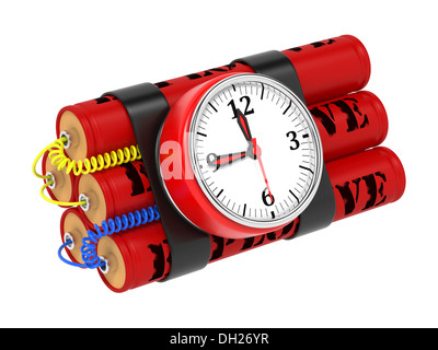 Dynamite bomba con timer clock. Foto Stock