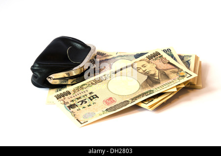 La Borsetta e il giapponese di banconote Foto Stock