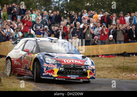 L'ADAC Rally Deutschland, speciale allo stadio, Baumholder zona di addestramento militare, Sebastien Loeb, FRA, e co-driver Daniel Elena MCO Foto Stock