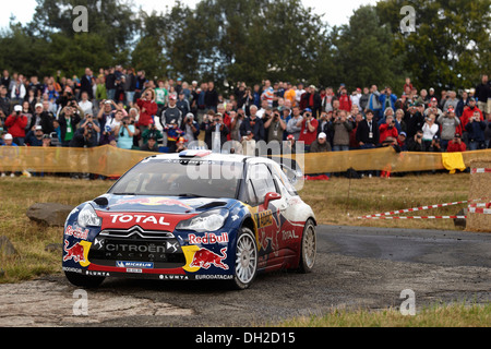 L'ADAC Rally Deutschland, speciale allo stadio, Baumholder zona di addestramento militare, Sebastien Loeb, FRA, e co-driver Daniel Elena MCO Foto Stock