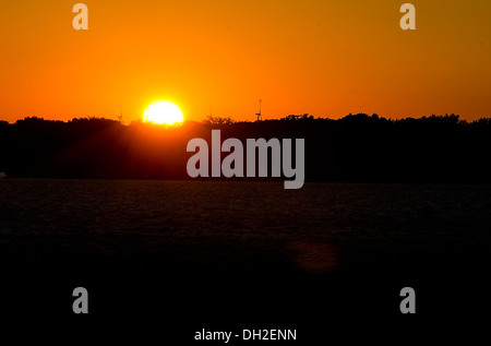 Tramonto in Okoboji, Iowa Foto Stock