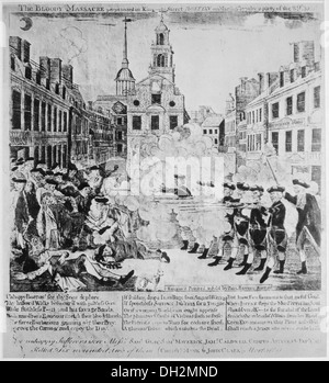 Il sanguinoso massacro perpetrato in King Street, Boston, sul Mar 5, 1770, 03-05-1770 - 03-05-1770 530966 Foto Stock