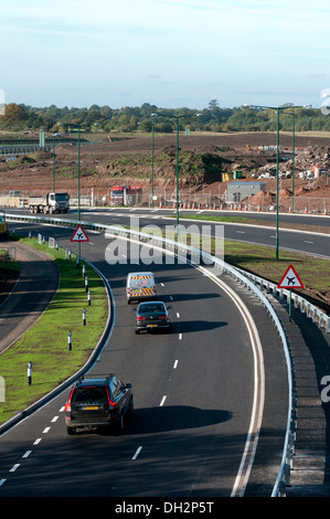 Dall'Aeroporto di Birmingham pista estensione, deviato A45 Road, Birmingham, Regno Unito Foto Stock