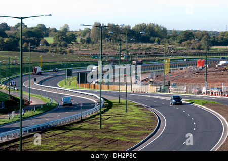 Dall'Aeroporto di Birmingham pista estensione, deviato A45 Road, Birmingham, Regno Unito Foto Stock