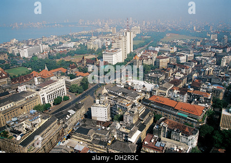 Veduta aerea della fontana della flora , Hutatma chowk , edificio HSBC , CTO , VSNL , Casa Bombay , a bombay , mumbai , Maharashtra , India , asia Foto Stock