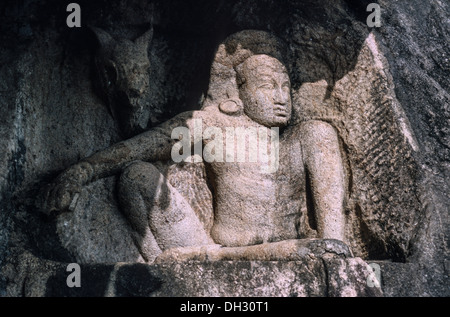 La scultura del guerriero, Isurumuniya tempio, Anuradhapura, Sri Lanka Foto Stock