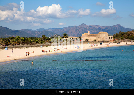 Spiaggia di Nora nel distretto di Pula in Sardegna Foto Stock