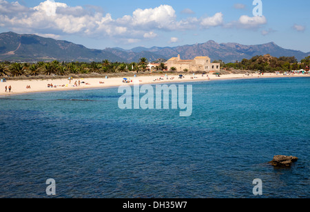 Spiaggia di Nora nel distretto di Pula in Sardegna Foto Stock