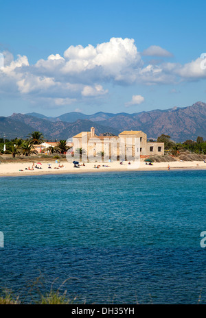 Spiaggia di Nora nel distretto di Pula in Sardegna Foto Stock