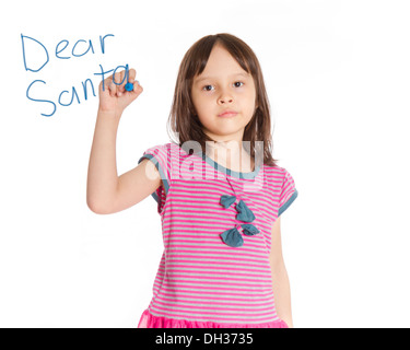 Ragazza giovane iscritto alla Santa sulla scheda immaginario Foto Stock