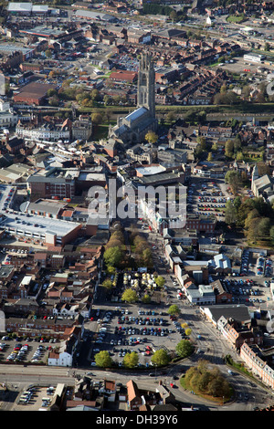 Vista aerea di Boston, Lincolnshire incluso il famoso St Botolph's Chiesa - il "Boston moncone' Foto Stock