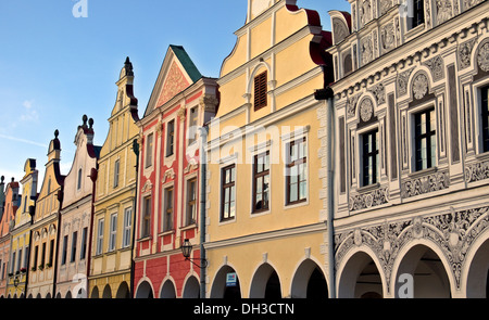 Case barocche nell'UNESCO città di Telc Repubblica Ceca Foto Stock