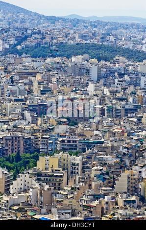 Vista di Atene come visto dal Monte Lycabettus, Grecia, Europa Foto Stock