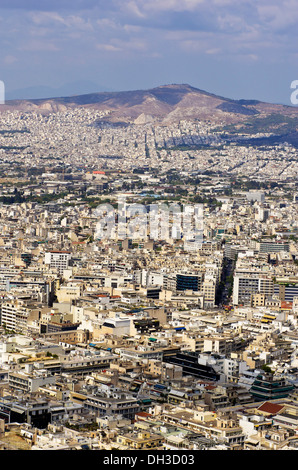 Vista di Atene come visto dal Monte Lycabettus, Grecia, Europa Foto Stock