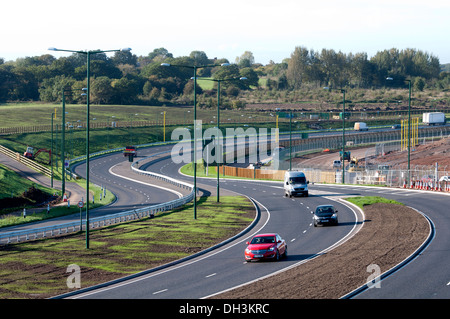 Dall'Aeroporto di Birmingham pista estensione, deviato A45 Road, Birmingham, Regno Unito Foto Stock