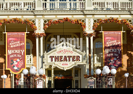 Town Square Theatre all ingresso del Regno Magico di Disney World, a Orlando Florida Foto Stock