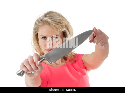 Donna arrabbiato con il coltello Foto Stock