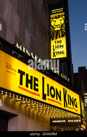 The Lion King Marquee al Minskoff Theater, NYC Foto Stock