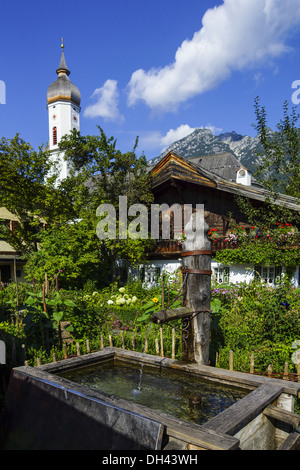 Polznkasparhaus am Mohrenplatz a Garmisch-Partenkirchen, Ortsteil Garmisch, Werdenfels, Bayern, Oberbayern, Deutschland. Foto Stock