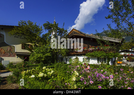 Polznkasparhaus am Mohrenplatz a Garmisch-Partenkirchen, Ortsteil Garmisch, Werdenfels, Bayern, Oberbayern, Deutschland. Foto Stock