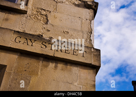 Gay Street sign in Bath Somerset England Regno Unito Foto Stock