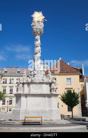 Trinità Colonna nella piazza principale, Sopron, Western oltre Danubio, Ungheria Foto Stock