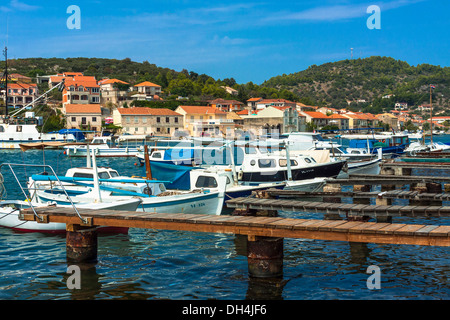Porto di Vela Luka città sull isola di Korcula, Croazia Foto Stock