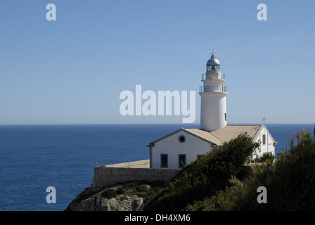 Capdepera faro in Cala Rajada Foto Stock