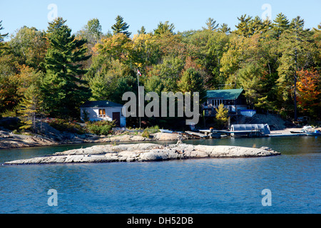 Proprietà di vacanza Cottage, Weekend Hone sull'isola del Lago Huron, Georgian Bay,della penisola di Bruce Parry Sound, Ontario, Canada, Foto Stock