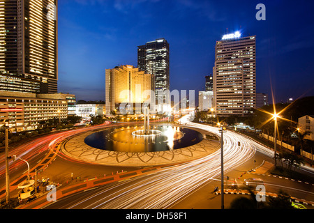 Skyline di Jakarta con il Grand Hyatt Hotel di Jakarta, Giacarta, Java, Indonesia Foto Stock