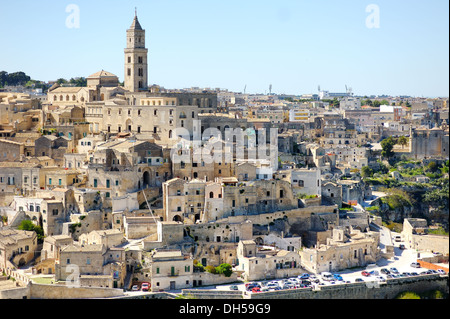 Vista panoramica della antica città patrimonio UNESCO Matera, Italia meridionale Foto Stock