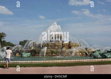 Buckingham Fountain in Chicago. Foto Stock