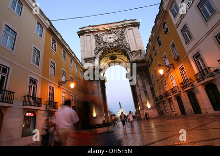 La Rua Augusta, Baixa Chiado, Lisbona, Portogallo, Europa Foto Stock