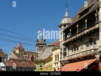 Dettagli architettonici in Sighisoara, una città in Transilvania situato in Romania Foto Stock