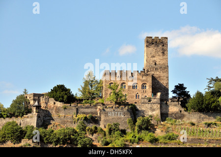 Burg Gutenfels Castello, vicino a Kaub, UNESCO - Sito Patrimonio dell'Umanità Valle del Reno superiore e centrale, Renania-Palatinato Foto Stock