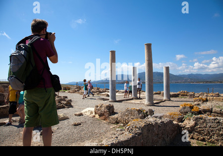 Rovine di Nora, Tetra casa in stile atrio nel sud della Sardegna Foto Stock