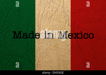 Realizzato in Messico il testo sulla bandiera Foto Stock
